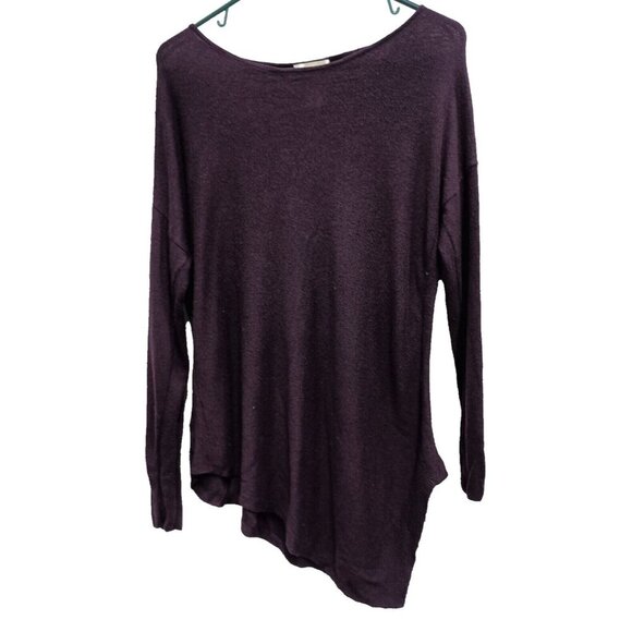 Matty M Womens Tunic Sweater Size Large Dark Purple Side Tail Hem Long Sleeve - Picture 1 of 6